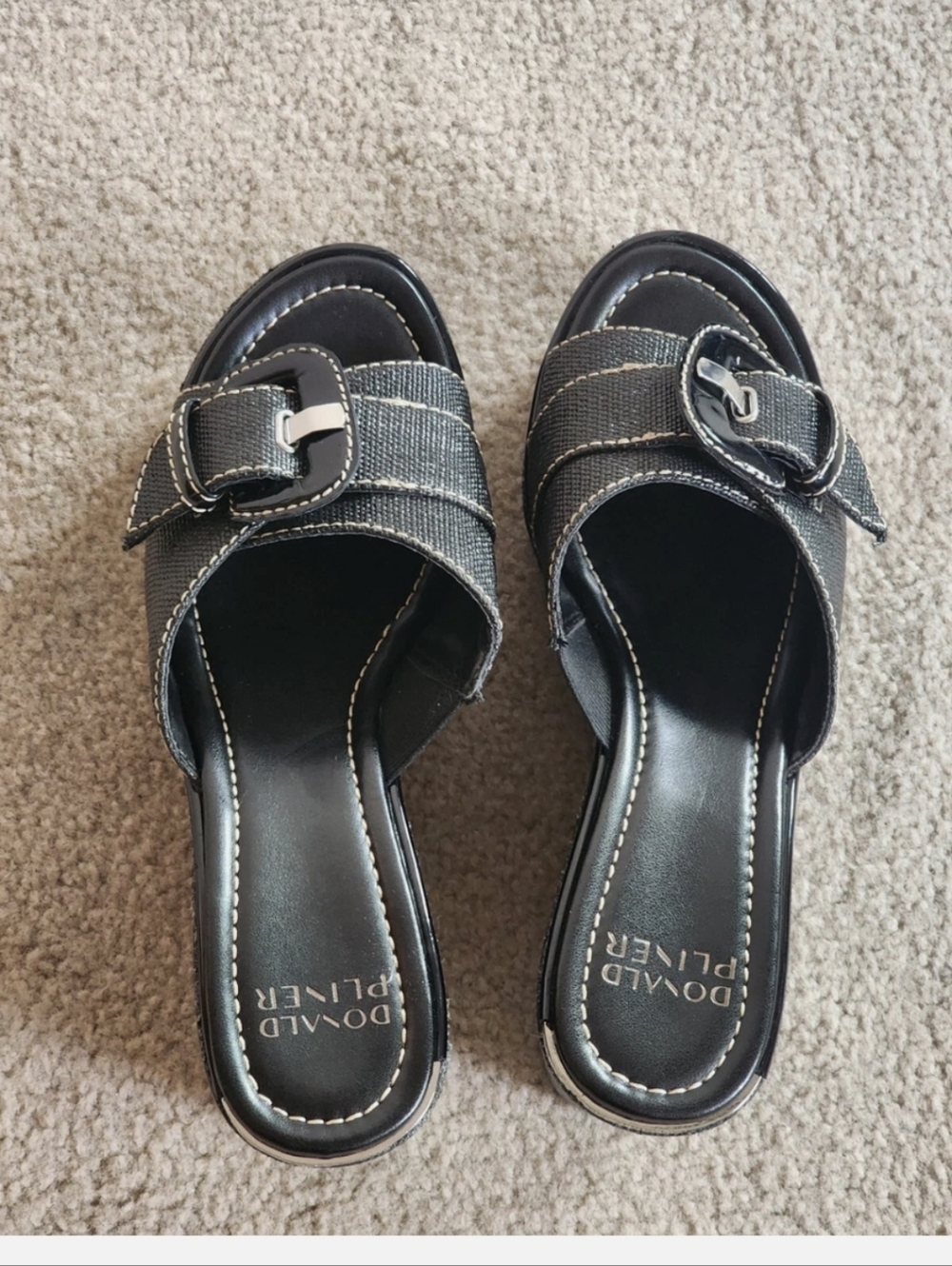Donald Pliner Women's Ivor Raffia Wedge Sandal Size 7.5M Black New Without Box - Picture 10 of 16